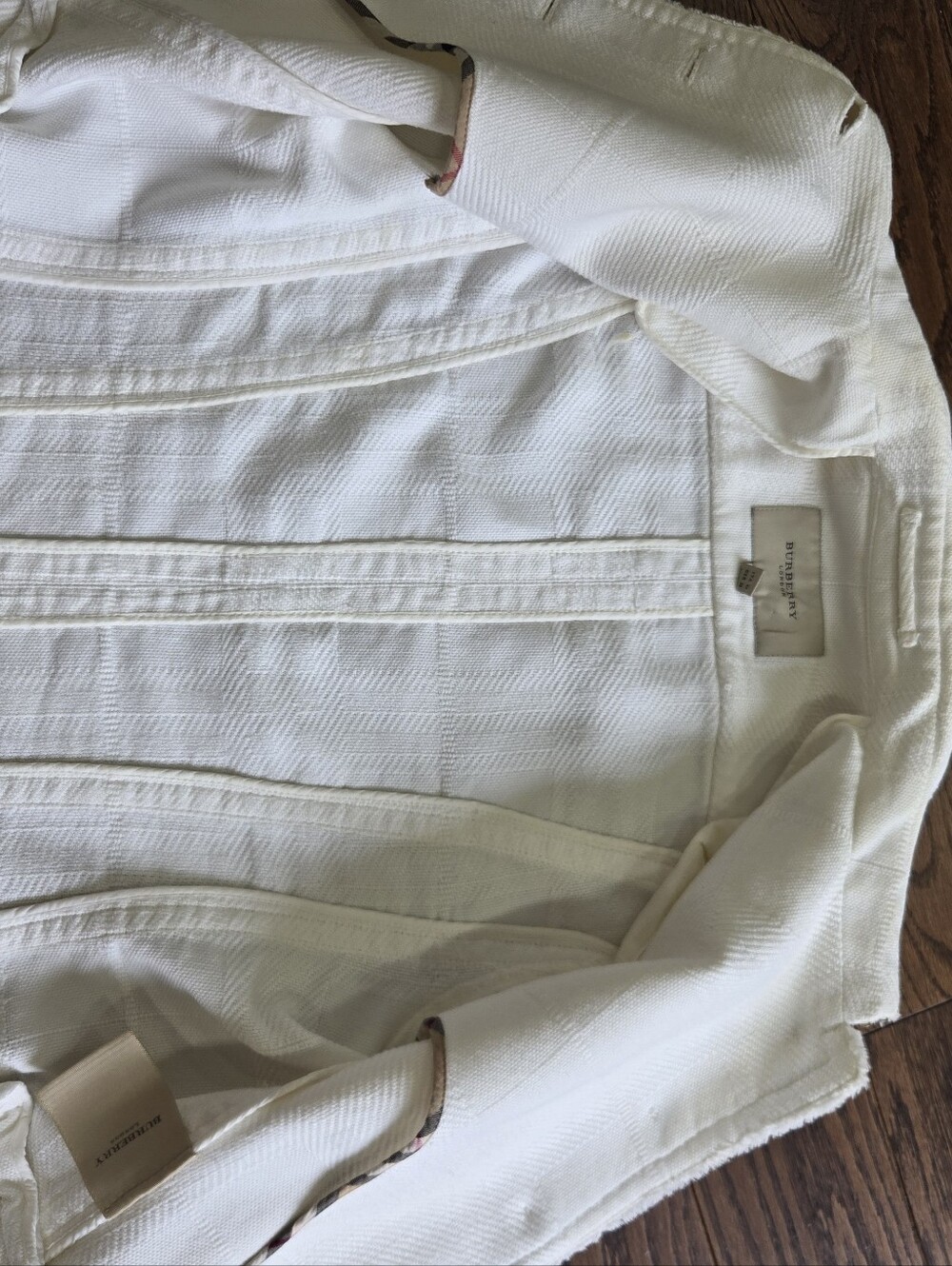 Burberry White Cotton-Blend Button Front Jacket Size 8 - Picture 16 of 16